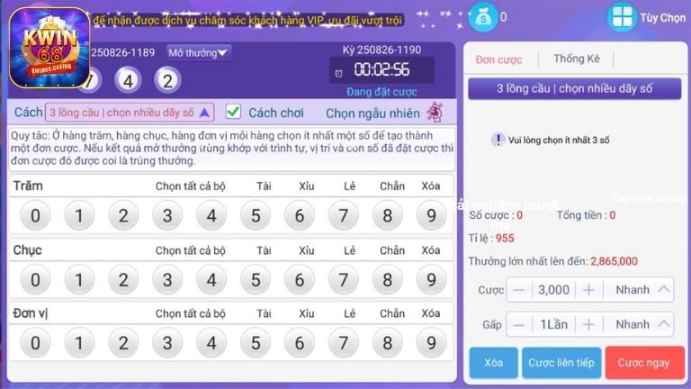 Hướng dẫn tham gia xổ số 3D KWIN68