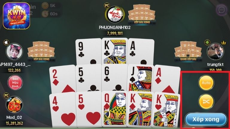 Mức cược của Mậu Binh KWIN68 linh hoạt