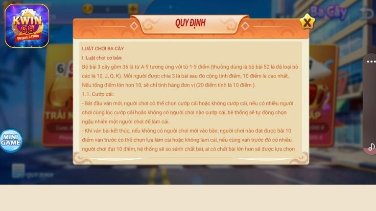 Những nguyên tắc trong trò chơi ba cây